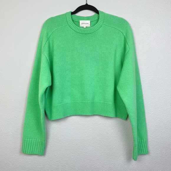 Loulou Studio Bruzzi Cropped Wool Cashmere Blend Sweater Women's XS Kelly Green